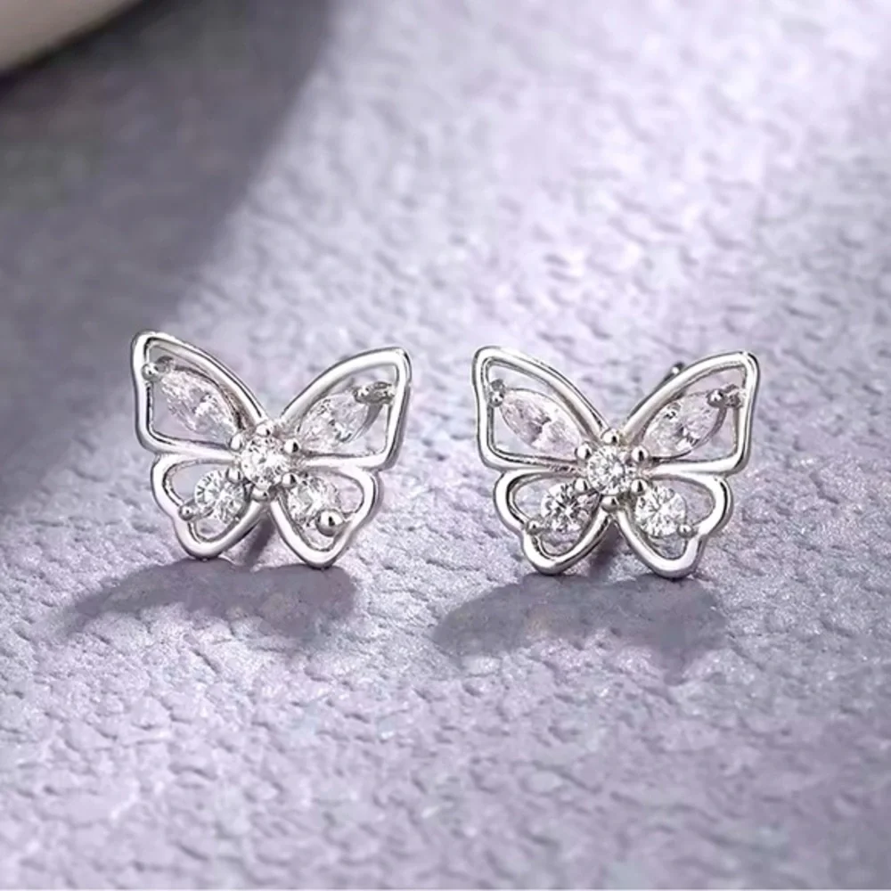 New 925 Sterling Silver Butterfly Earrings